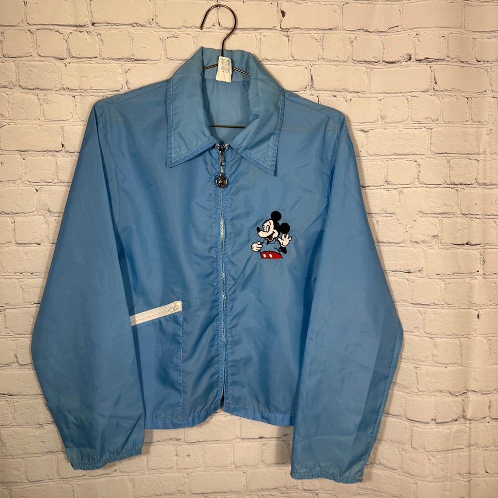 Vintage Walt Disney Productions Mickey Mouse Windbreaker Blue Weather Tame Small